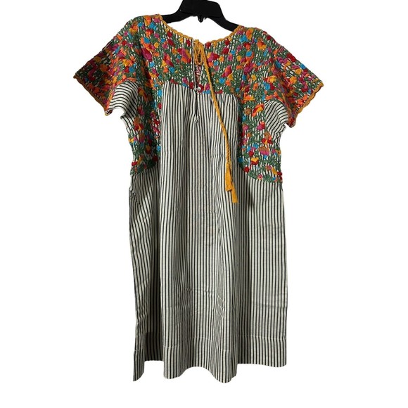 SISTER MARY Stripe MARYLOU Embroidered Floral Dress SMALL boho hippie‎ - Picture 2 of 6